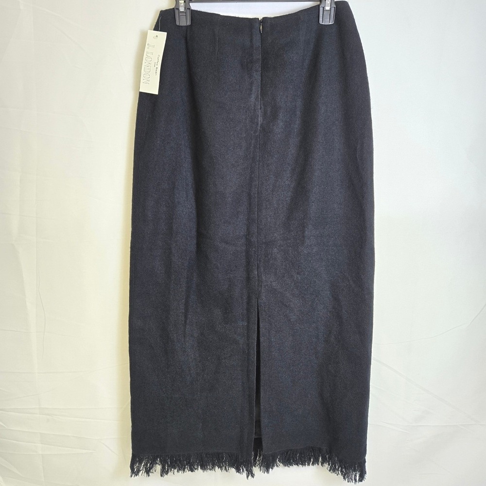 Coffee Bean J. London Wool Blend Skirt Fringe Hem Size 8 Style 341 Retro New - Picture 2 of 10